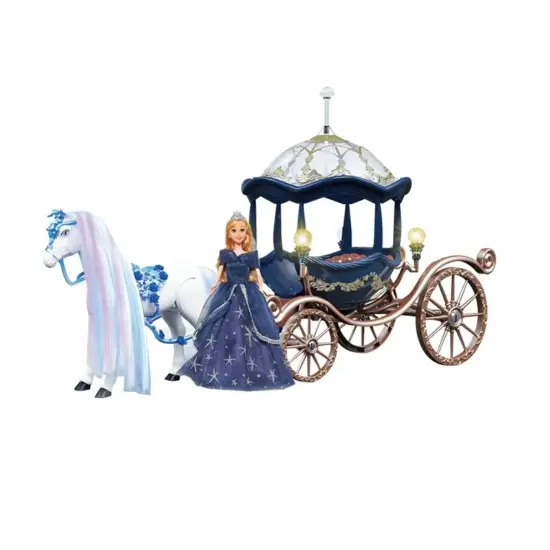Jucarie Trasura eleganta Papusa printesa Cal cu Sunete si Lumini
