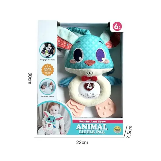 Jucarie dentitie bebe Iepuras cu sunete din plus de agatat la carut