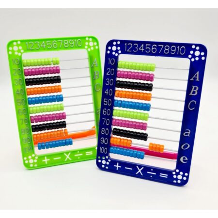 Jucarie educativa matematica Mini Abac cu bile colorate Cifre Litere