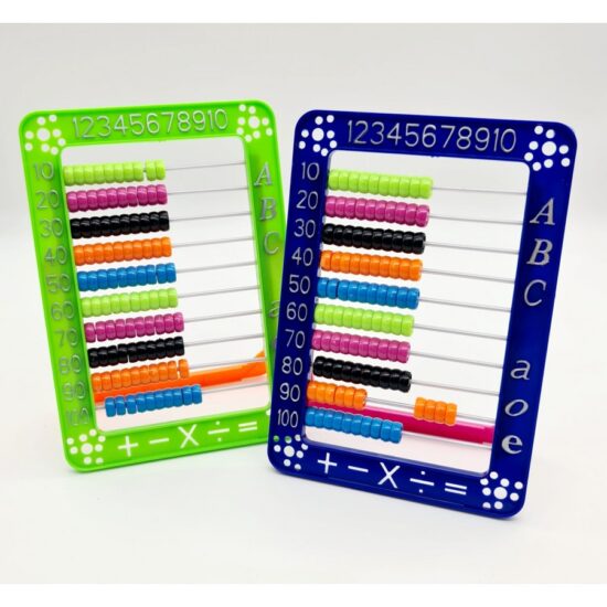 Jucarie educativa matematica Mini Abac cu bile colorate Cifre Litere