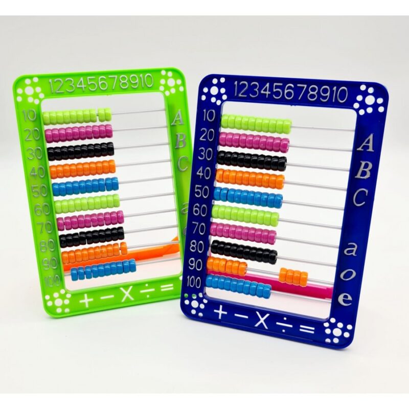 Jucarie educativa matematica Mini Abac cu bile colorate Cifre Litere