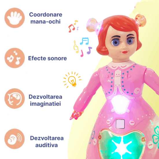 Jucarie interactiva Papusa cu Lumini si Muzica Printesa dansatoare