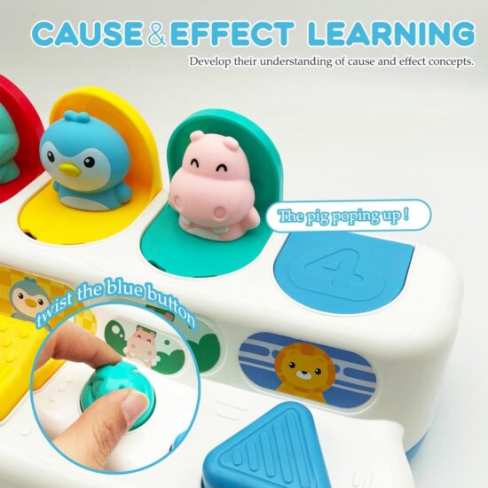 Jucarie senzoriala bebelusi Animalute Pop up Joc motricitate