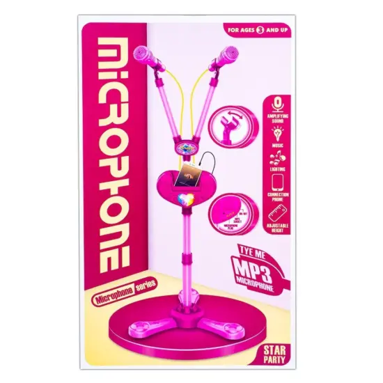 Microfon dublu pentru Karaoke cu suport pentru copii