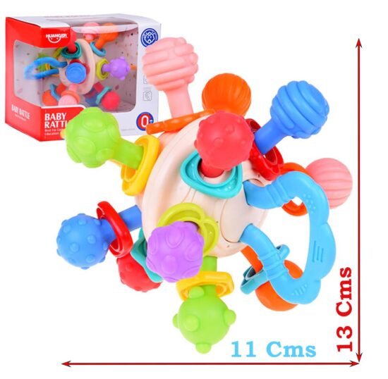 Minge senzoriala Atomic Jucarie bebe Zornaitoare cu texturi diferite