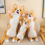 Perna lunga din plus Jucarie Catelul Crem moale si pufos 110 cm