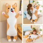 Perna lunga din plus Jucarie Catelul Crem moale si pufos 110 cm