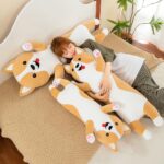 Perna lunga din plus Jucarie Catelul Crem moale si pufos 110 cm