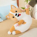 Perna lunga din plus Jucarie Catelul Crem moale si pufos 110 cm