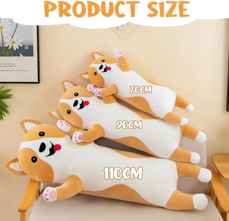 Perna lunga din plus Jucarie Catelul Crem moale si pufos 110 cm