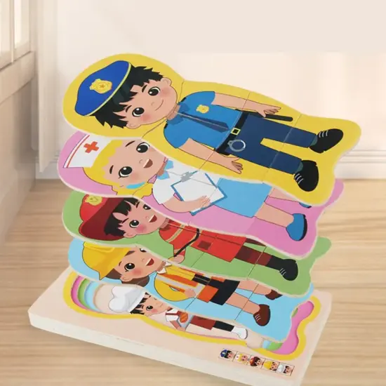 Puzzle din lemn in straturi Meseriile Anatomia corpului uman