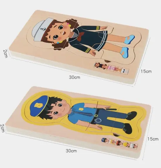 Puzzle din lemn in straturi Meseriile Anatomia corpului uman