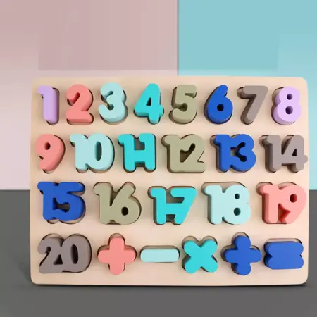 Puzzle educativ Montessori lemn Cifre 1-20 si Operatii matematice