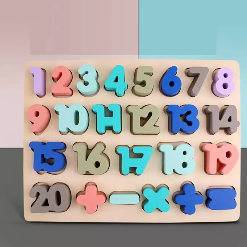 Puzzle educativ Montessori lemn Cifre 1-20 si Operatii matematice