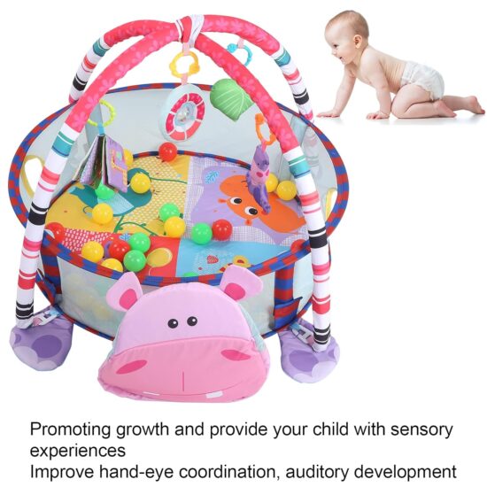 Saltea joaca cu activitati bebe Hipopotam centru de joaca 3in1