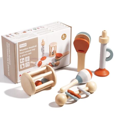 Set 5 instrumente muzicale Montessori Jucarii zornaitori bebe