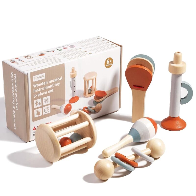 Set 5 instrumente muzicale Montessori Jucarii zornaitori bebe