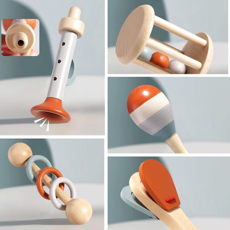 Set 5 instrumente muzicale Montessori Jucarii zornaitori bebe