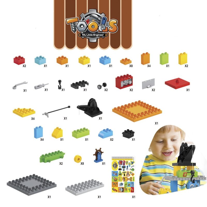 Set Constructii Bancul de lucru cu 61 de cuburi Lego Instrumente