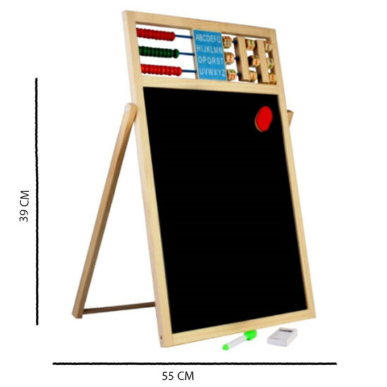 Tabla magnetica 5in1copii pentru birou cu 2 fete ABAC si Ceas