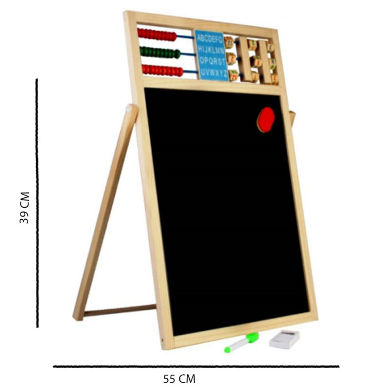 Tabla magnetica 5in1copii pentru birou cu 2 fete ABAC si Ceas