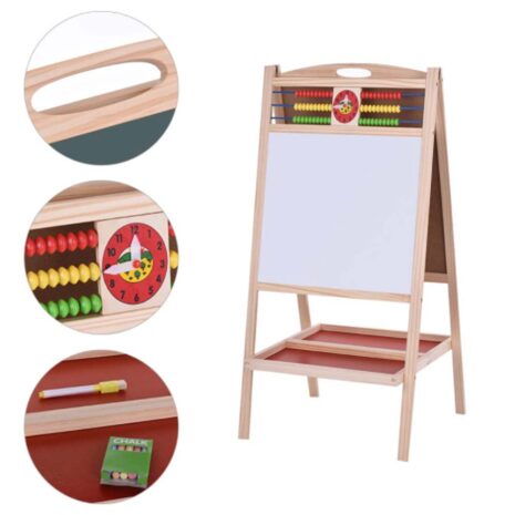 Tabla magnetica lemn 90 cm inaltime cu ABAC si Ceas educativ