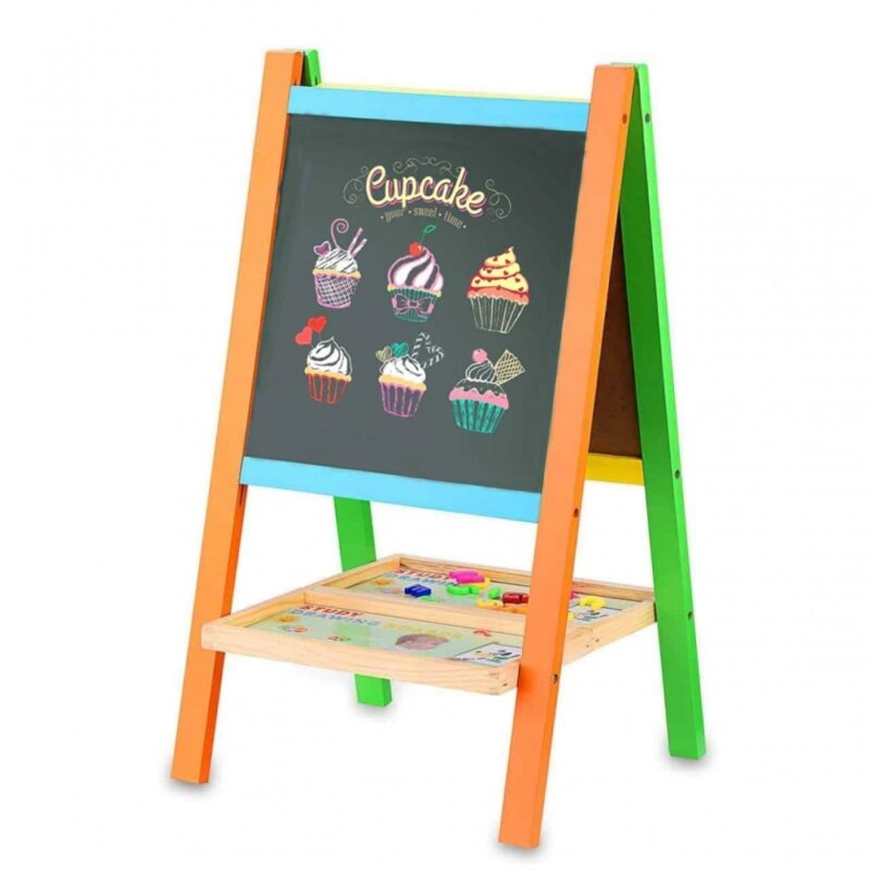 Tabla magnetica lemn colorat cu Litere Cifre Joc Tetris si 2 fete