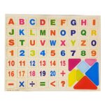 Tabla magnetica lemn colorat cu Litere Cifre Joc Tetris si 2 fete