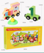 Tren magnetic Cifre 1-20 Joc educativ cu 26 Vagoane din lemn 6