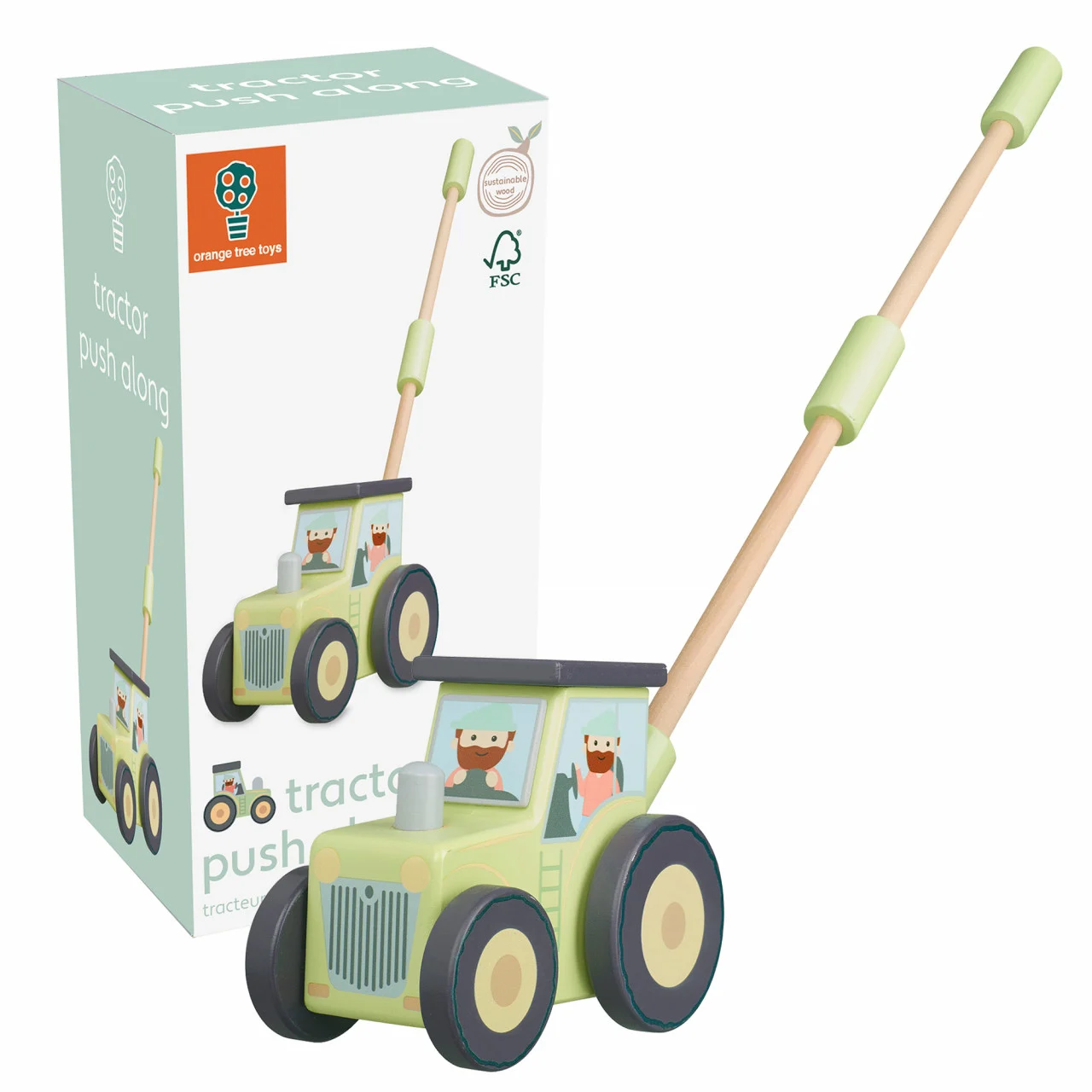 Jucarie de impins Tractorul fermierului Orange Tree Toys