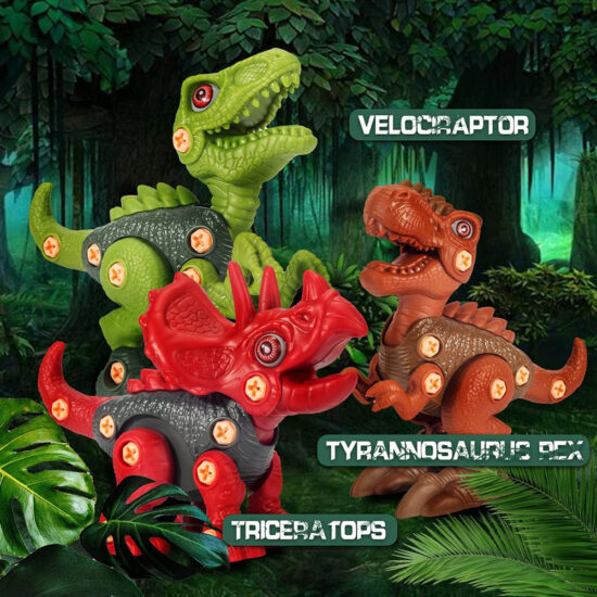 Jucarie educativa Dinozauri Set de construit STEM cu Scule