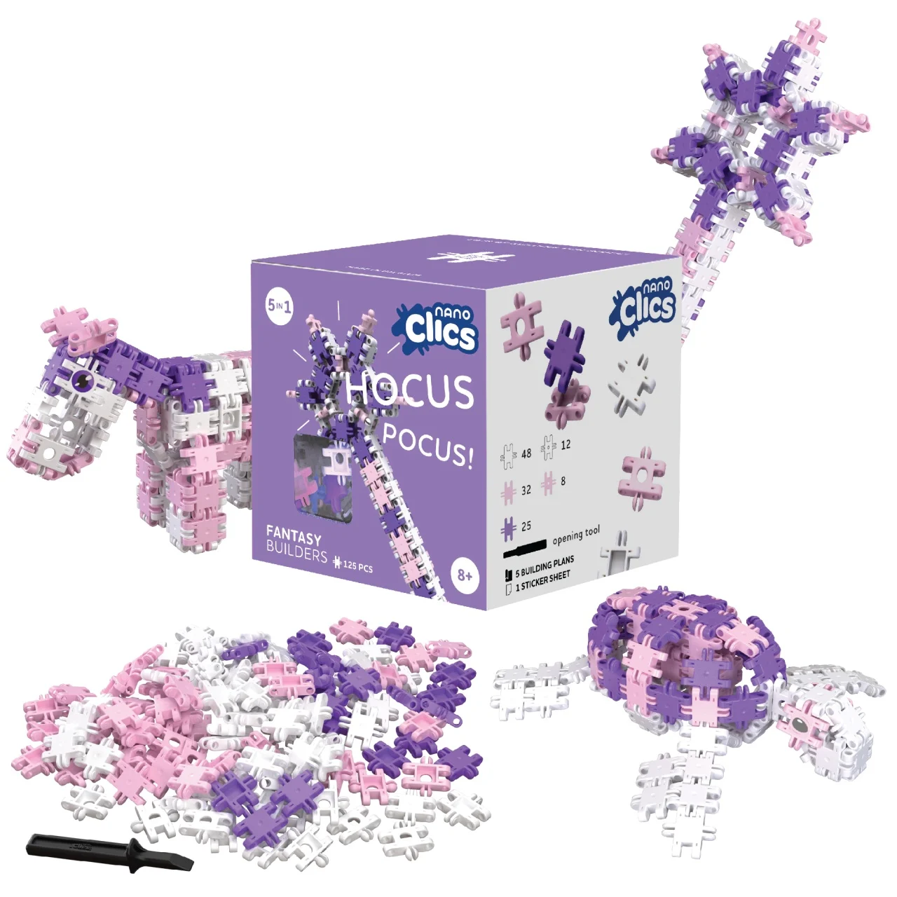 Set 125 piese de construit STEM creative Nano Clics Clicformers