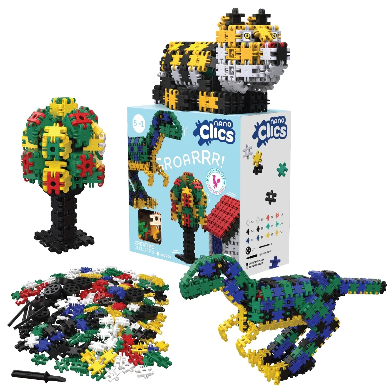 Set 500 piese de construit STEM creative Nano Clics Clicformers