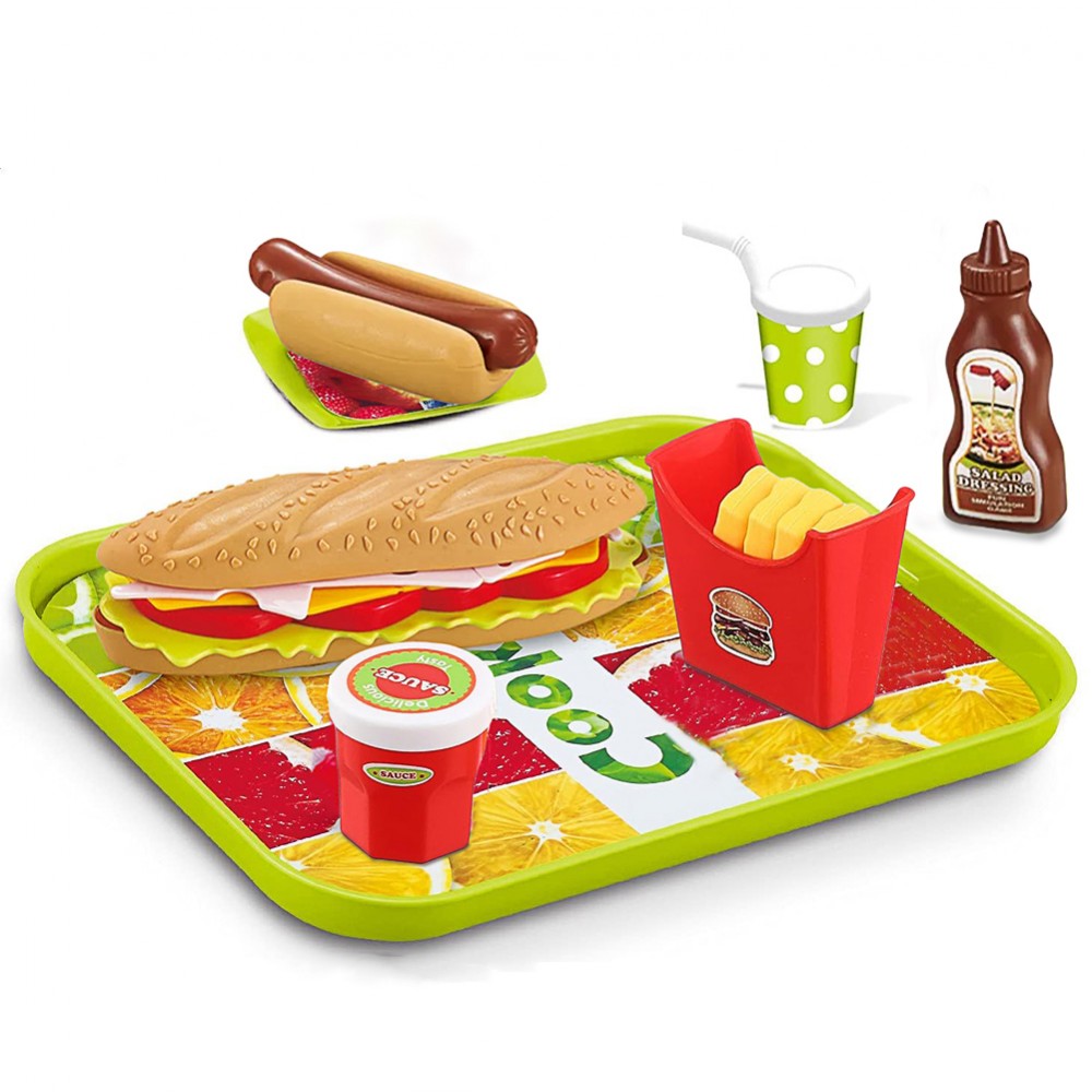 Set Mini Fast-Food Sandwich Jucarii platoul cu Hot dog