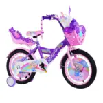 Bicicleta cu cos Printesa Mov Scaun pentru papusi Roti ajutatoare