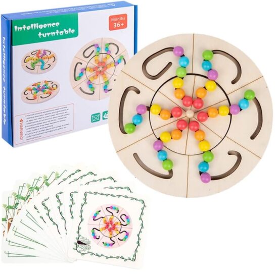 Disc Montessori lemn Labirint cu bile colorate Joc carduri Disc Montessori lemn Labirint cu bile colorate Joc carduri