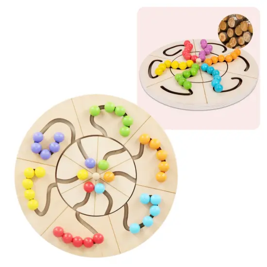 Disc Montessori lemn Labirint cu bile colorate Joc carduri