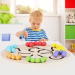 Disc Montessori lemn Labirint cu bile colorate Joc carduri