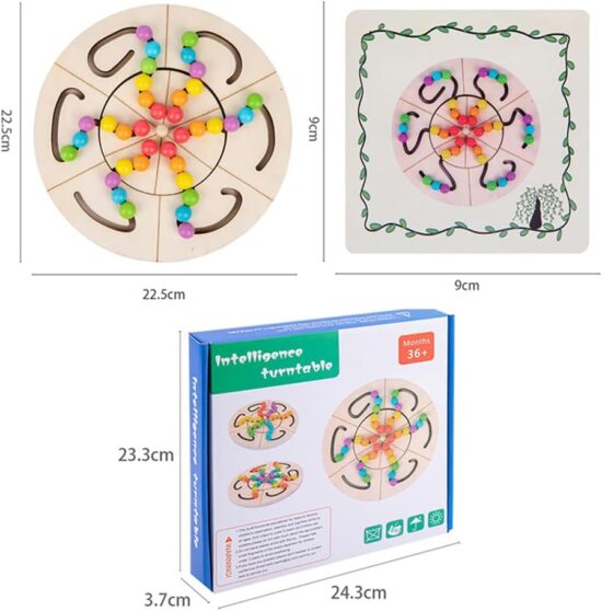 Disc Montessori lemn Labirint cu bile colorate Joc carduri