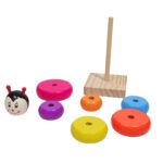 Jucarie Piramida Montessori Omida lemn Stivuire forme Rainbow