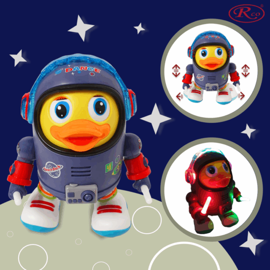 Jucarie interactiva copii Ratusca Cosmonaut cu lumini si muzica