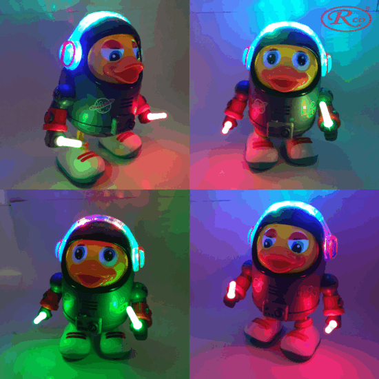 Jucarie interactiva copii Ratusca Cosmonaut cu lumini si muzica