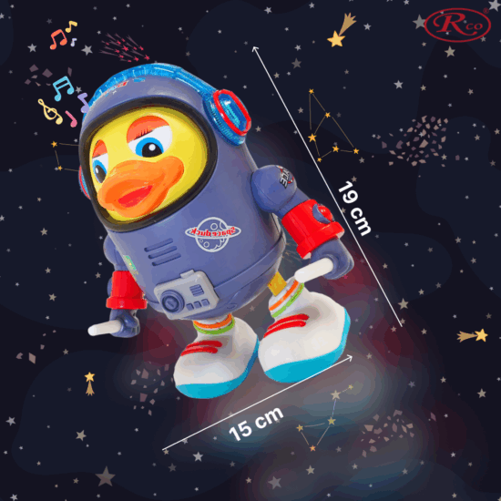 Jucarie interactiva copii Ratusca Cosmonaut cu lumini si muzica