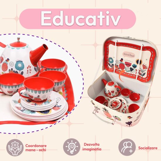 Jucarii copii Set Ceai la cutie cu accesorii pentru bucatarie
