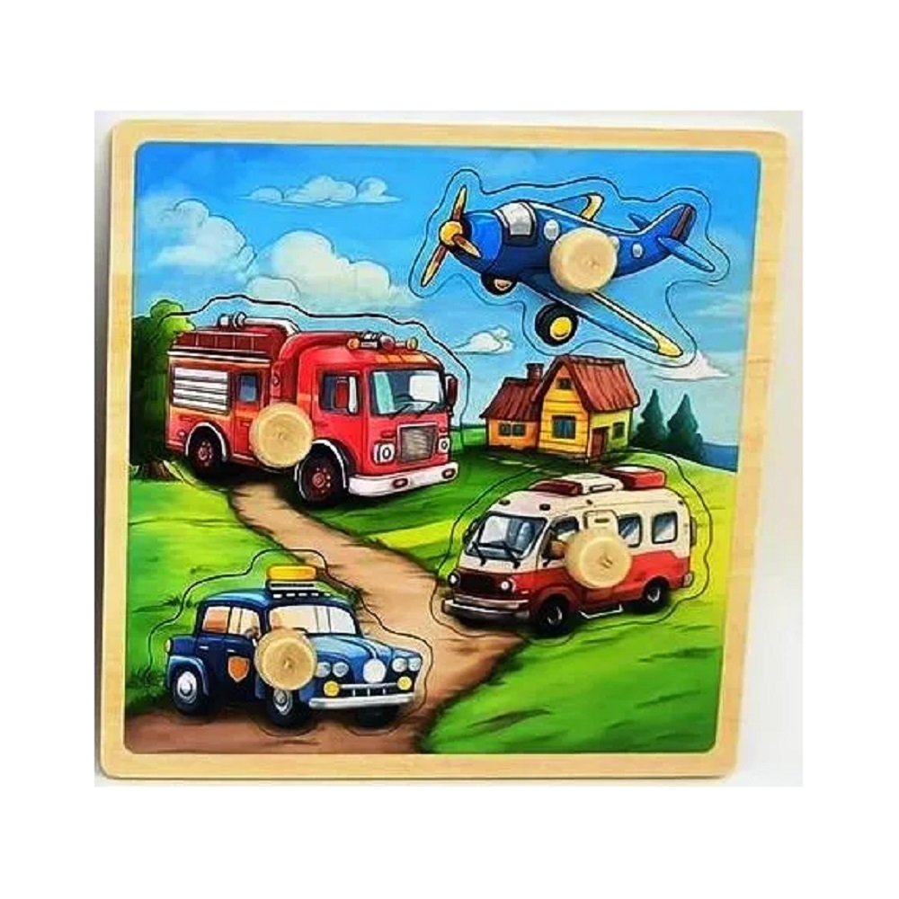 Puzzle incastru copii 4 Vehicule mari cu piese groase