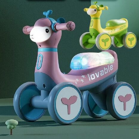 Bicicleta de echilibru Girafa Cu Muzica si Lumini pentru copii