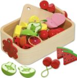 Cosul cu fructe de feliat din lemn Jucarie pentru bucatarie