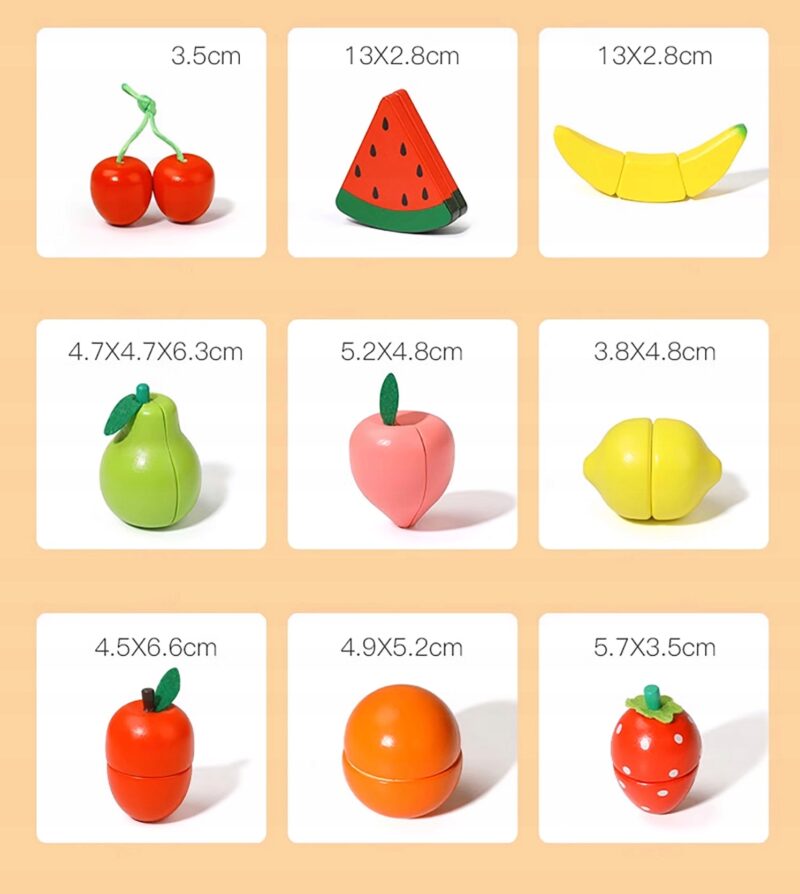 Cosul cu fructe de feliat din lemn Jucarie pentru bucatarie