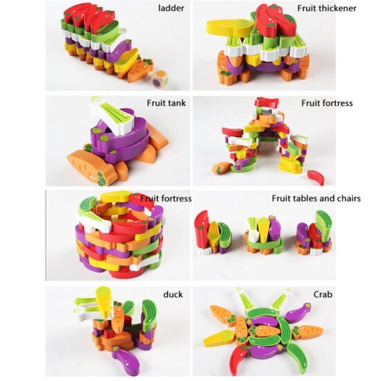 Joc Jenga cu legume Jucarii constructii creative Turn din lemn