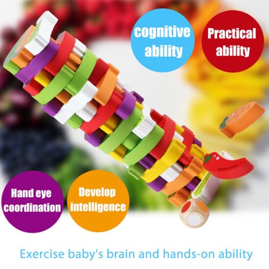 Joc Jenga cu legume Jucarii constructii creative Turn din lemn